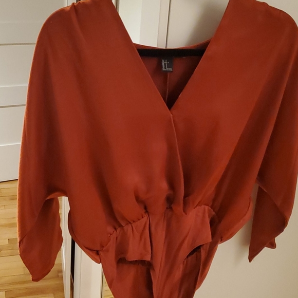 Forever 21 orange satin bodysuit